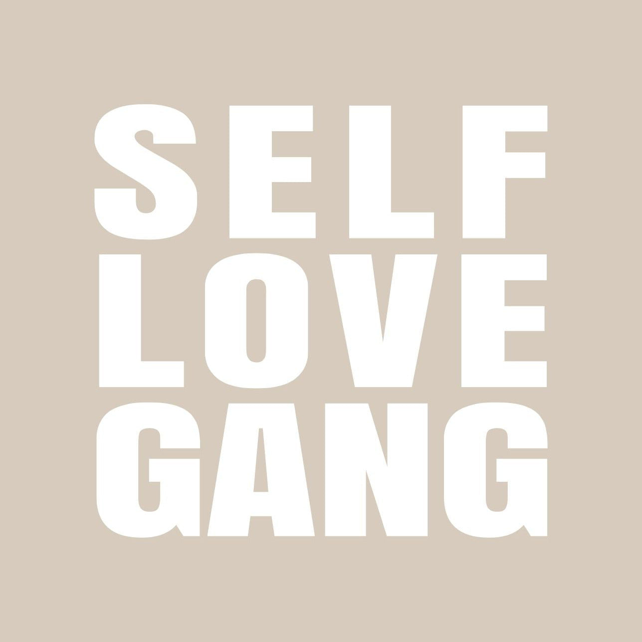 Umweltfreundliche Postkarte "SELF LOVE GANG" in Beige