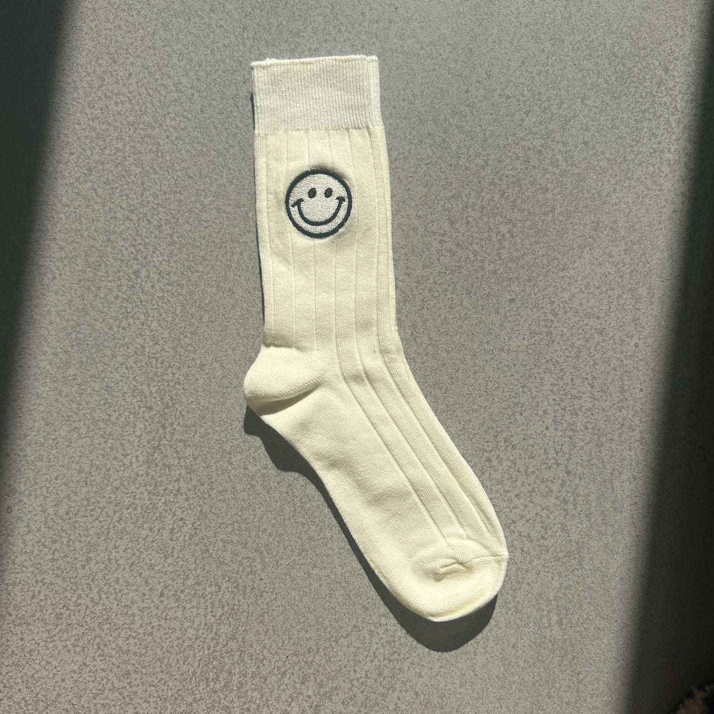 Socken "Funny" in Weiß mit Smiley